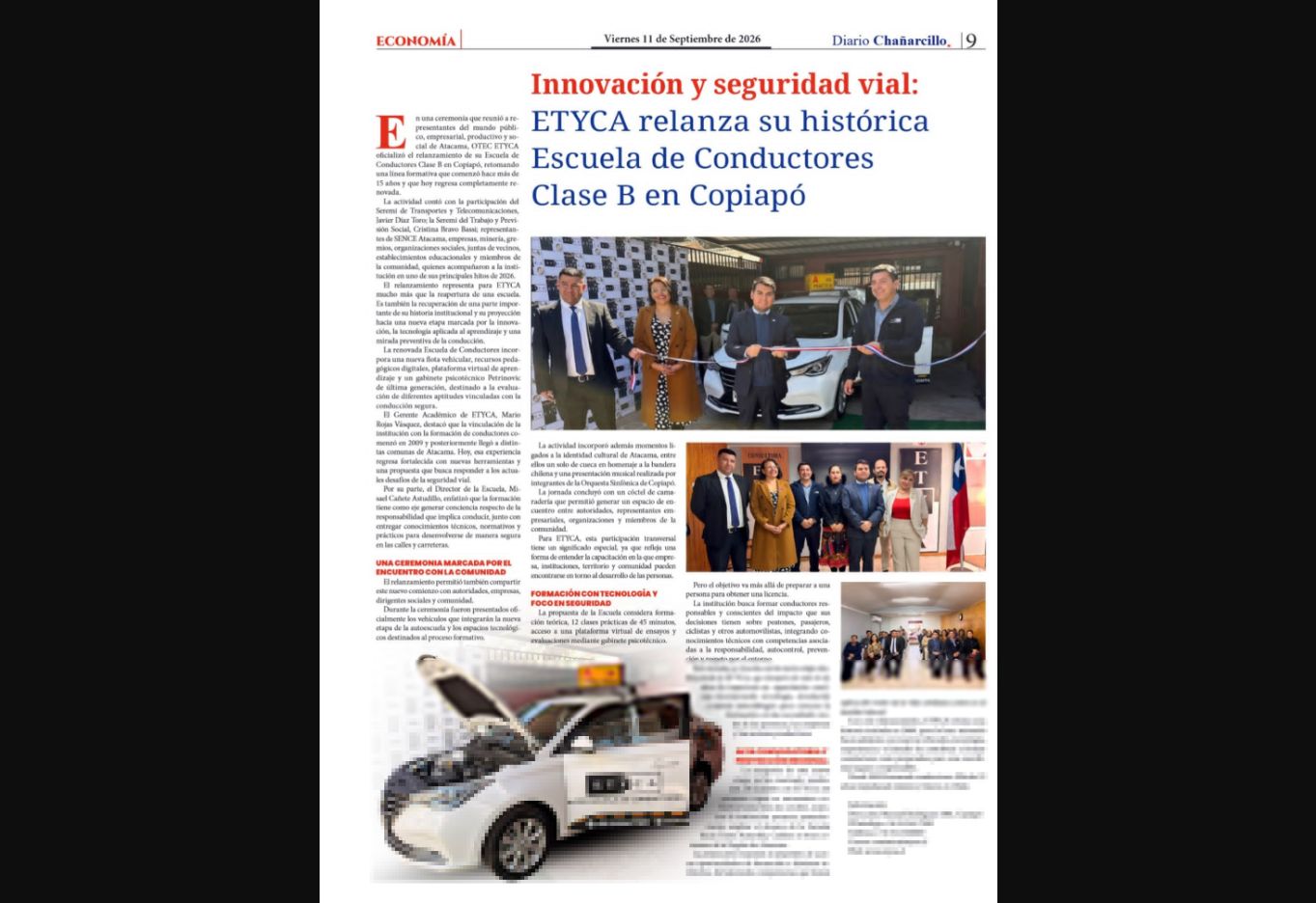 Cobertura de prensa del relanzamiento de la Escuela de Conductores ETYCA